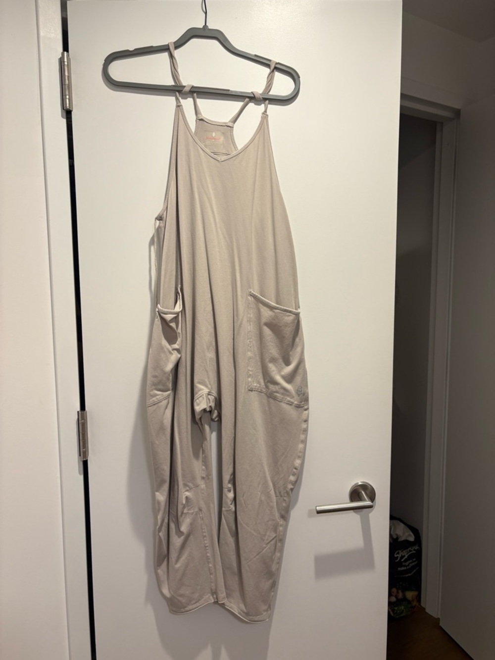 Free People Beige Oversized Pocket Jumpsuit